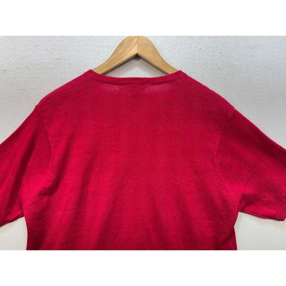 Vintage Teddi Knitted Cardigan Sweater Size M Red Embroidery Floral Full Zip NWT - Picture 12 of 13